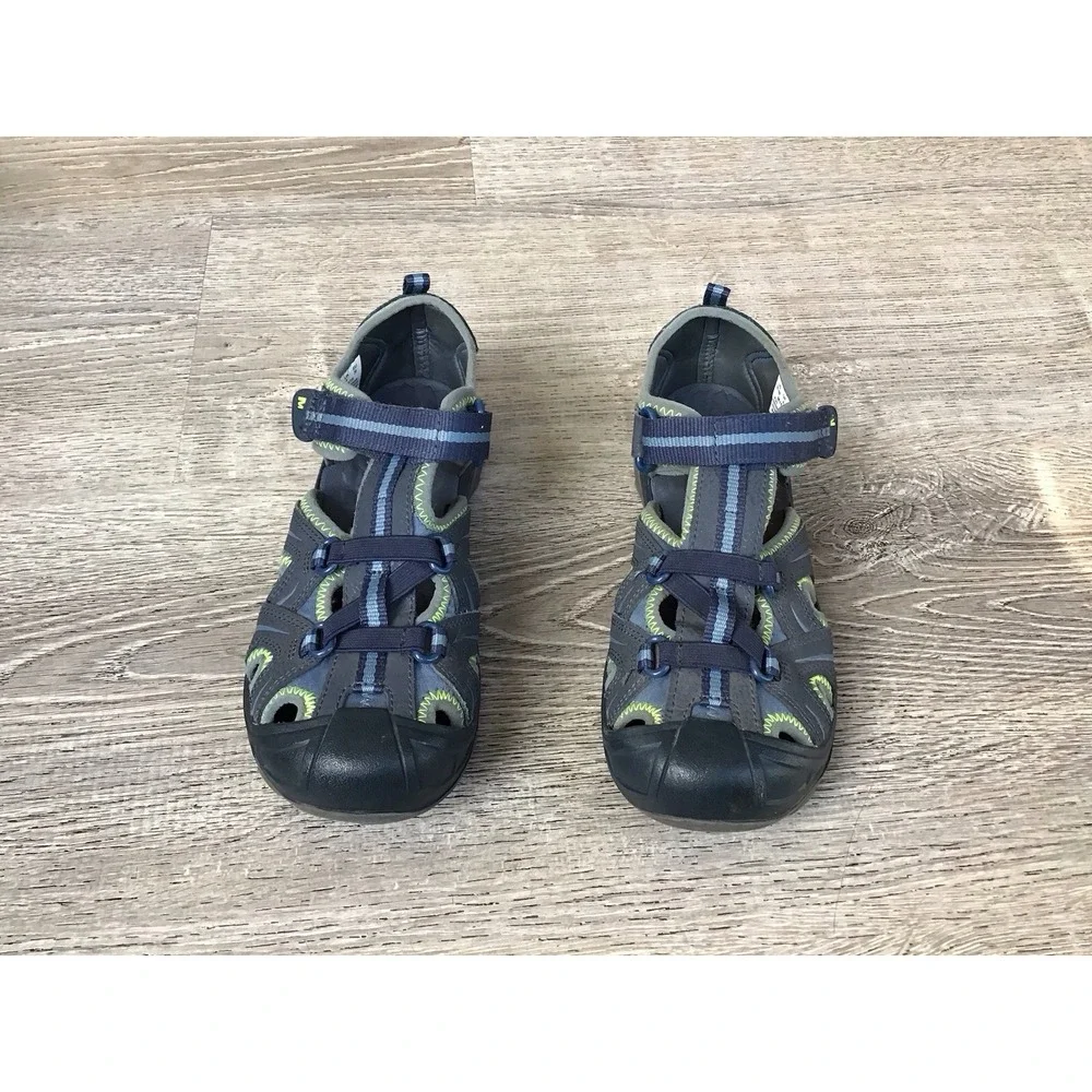 Merrell Youth Boys Hydro Sandals size 5 Navy Green waterproof slip On MY53375